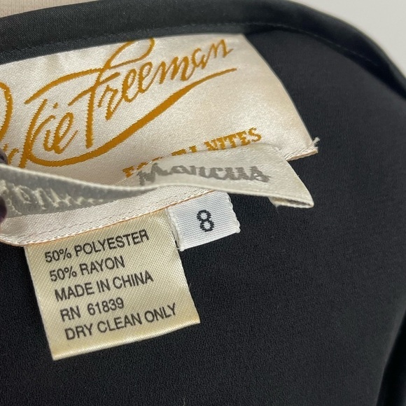 VTG 80’s Rickie Freeman For T.J. Nites Flocked Black Velvet Kimono Jacket Size 8 - Picture 11 of 12